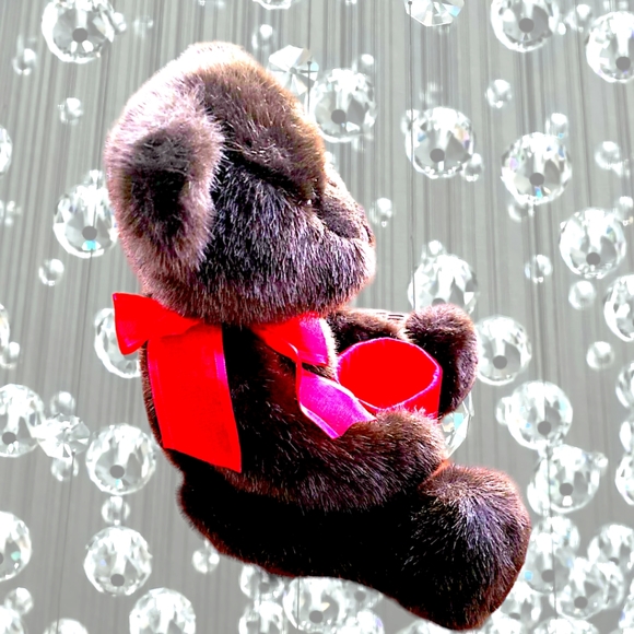 Gund Valentine Brown Faux Mink Stuffed Teddy Bear w/Red Gift Box 17” Plush - Picture 3 of 8